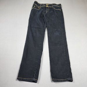 I & M Skinny Jeans Women's Juniors Size 15 Dark Wash Double Button W/Image